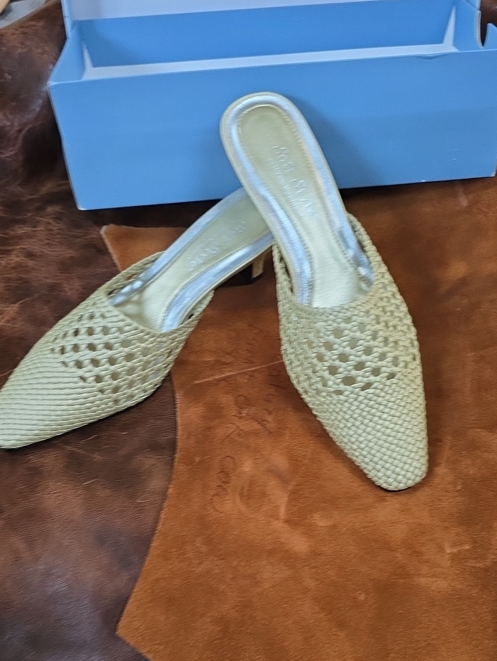 Soft Style Woven Pointed-Toe Mule - Beige